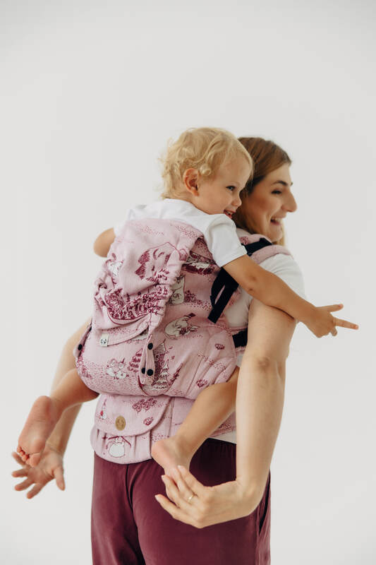 Mochila LennyPreschool, talla preschool, tejido jaqurad 100% algodón - MOOMINVALLEY - SHOW ME #babywearing