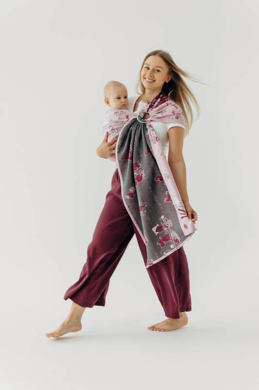 Bandolera de anillas, tejido Jacquard (100% algodón) - con plegado simple - MOOMINVALLEY - SHOW ME - standard 1.8m #babywearing