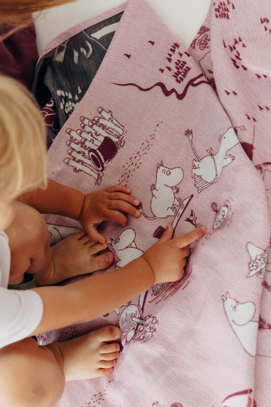 Fular, tejido jacquard (100% algodón) - MOOMINVALLEY - SHOW ME - talla S #babywearing