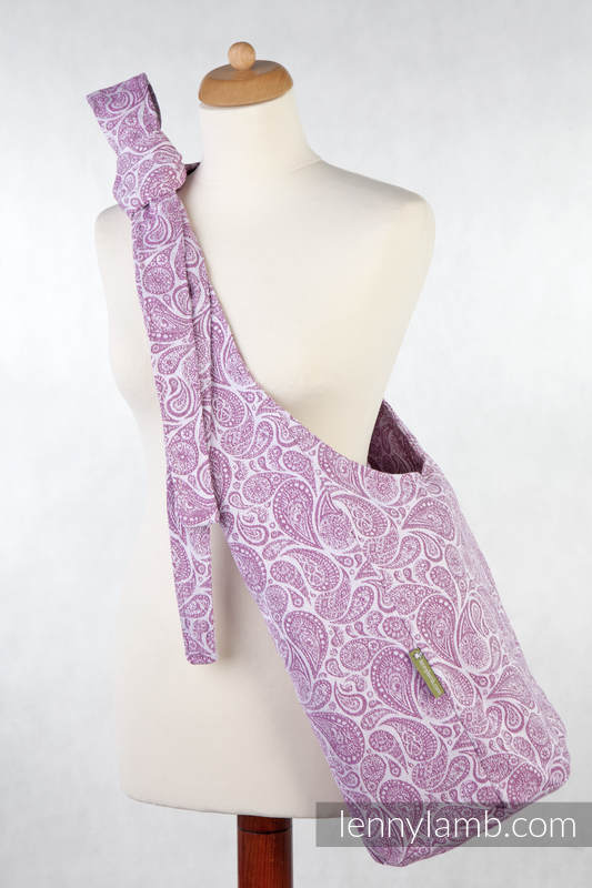 Bolso Hobo hecho de tejido de fular, 100% algodón - PAISLEY MORADO & CREMA #babywearing