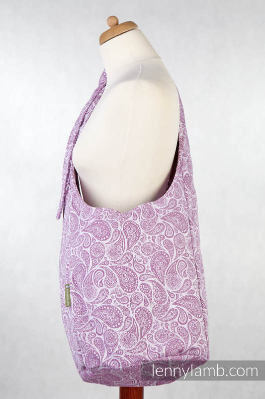 Bolso Hobo hecho de tejido de fular, 100% algodón - PAISLEY MORADO & CREMA #babywearing