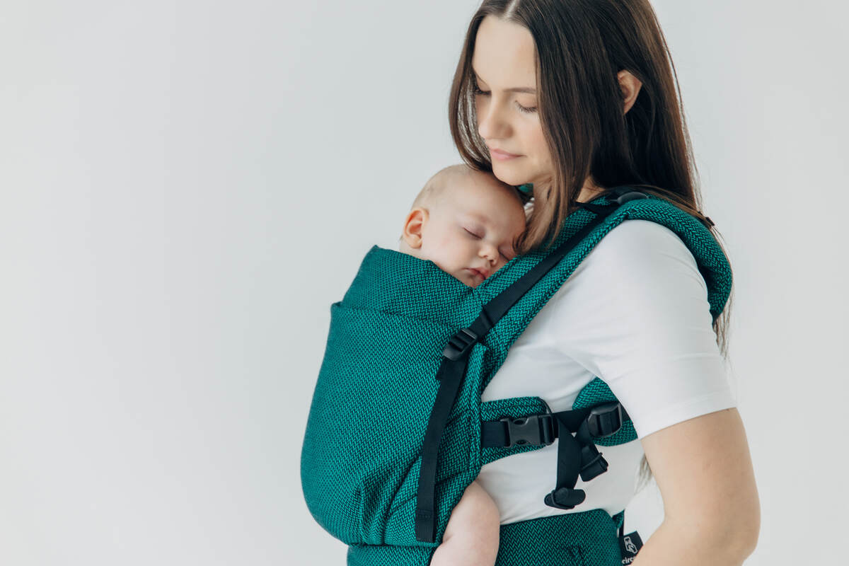 My First Baby Carrier - LennyUpGrade PRO, Standard Size, herringbone weave 100% cotton - EMERALD #babywearing