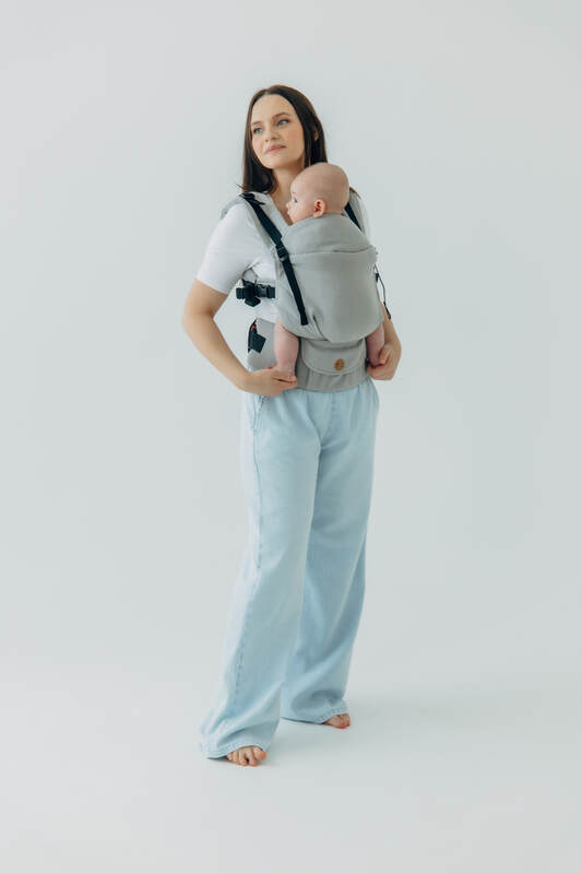 My First Carrier - LennyUpGrade PRO, Standard Size, herringbone weave 100% cotton - LITTLE HERRINGBONE GREY #babywearing