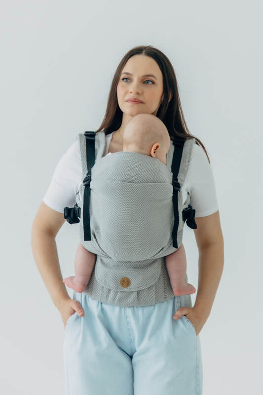 My First Carrier - LennyUpGrade PRO, Standard Size, herringbone weave 100% cotton - LITTLE HERRINGBONE GREY #babywearing
