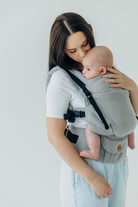 My First Carrier - LennyUpGrade PRO, Standard Size, herringbone weave 100% cotton - LITTLE HERRINGBONE GREY #babywearing