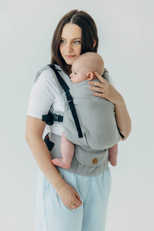 My First Carrier - LennyUpGrade PRO, Standard Size, herringbone weave 100% cotton - LITTLE HERRINGBONE GREY #babywearing