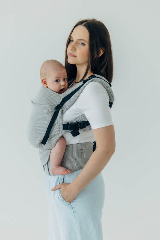 My First Carrier - LennyUpGrade PRO, Standard Size, herringbone weave 100% cotton - LITTLE HERRINGBONE GREY #babywearing