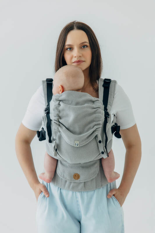 My First Carrier - LennyUpGrade PRO, Standard Size, herringbone weave 100% cotton - LITTLE HERRINGBONE GREY #babywearing