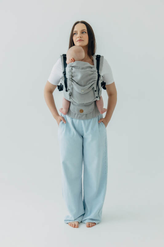 My First Carrier - LennyUpGrade PRO, Standard Size, herringbone weave 100% cotton - LITTLE HERRINGBONE GREY #babywearing