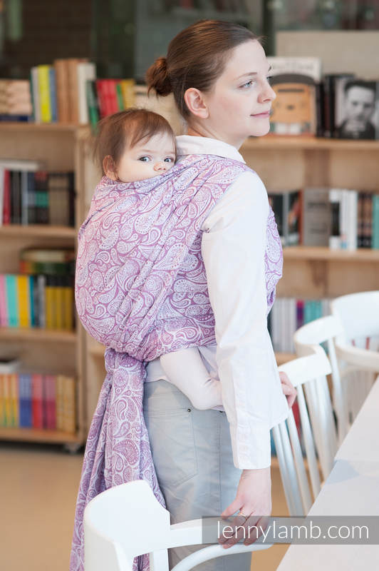 Baby Wrap, Jacquard Weave (100% cotton) - PASLEY PURPLE & CREAM - size M #babywearing