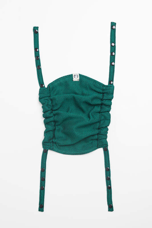 Huvor till bärselar, Storlek , LITTLE HERRINGBONE - EMERALD  #babywearing