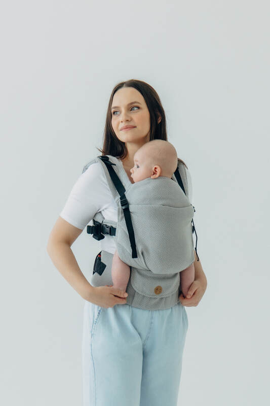 My First Carrier - LennyUpGrade PRO, Standard Size, herringbone weave 100% cotton - LITTLE HERRINGBONE GREY #babywearing