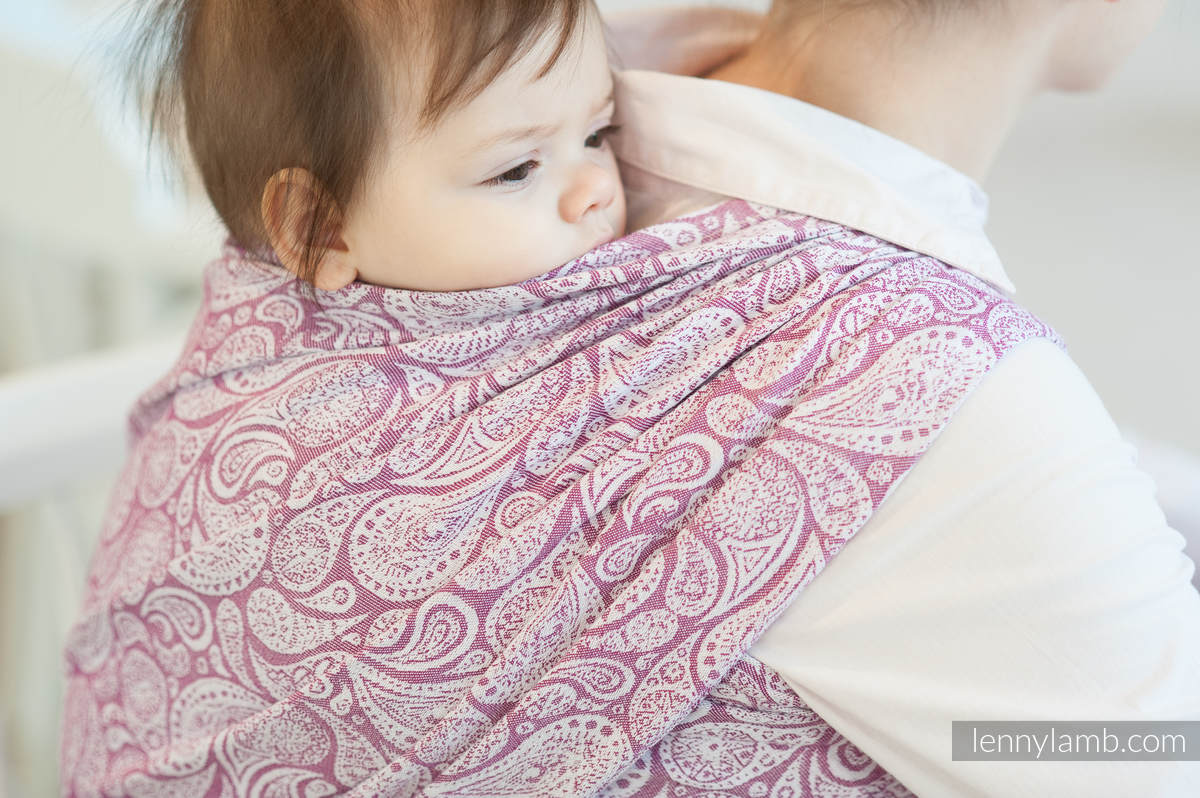 Baby Wrap, Jacquard Weave (100% cotton) - PAISLEY PURPLE & CREAM - size XS #babywearing