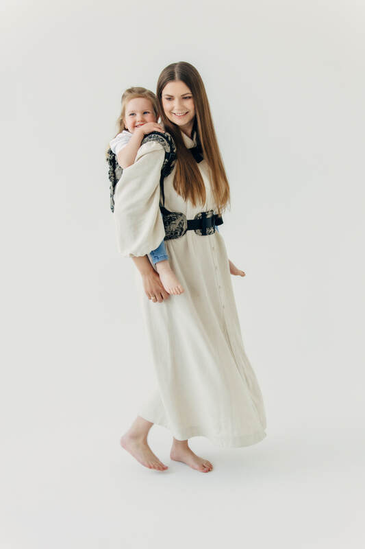 Porte-bébé LennyPreschool, taille preschool, jacquard (65% Coton, 35% Soie) - QUEEN OF THE NIGHT - PAMINA #babywearing