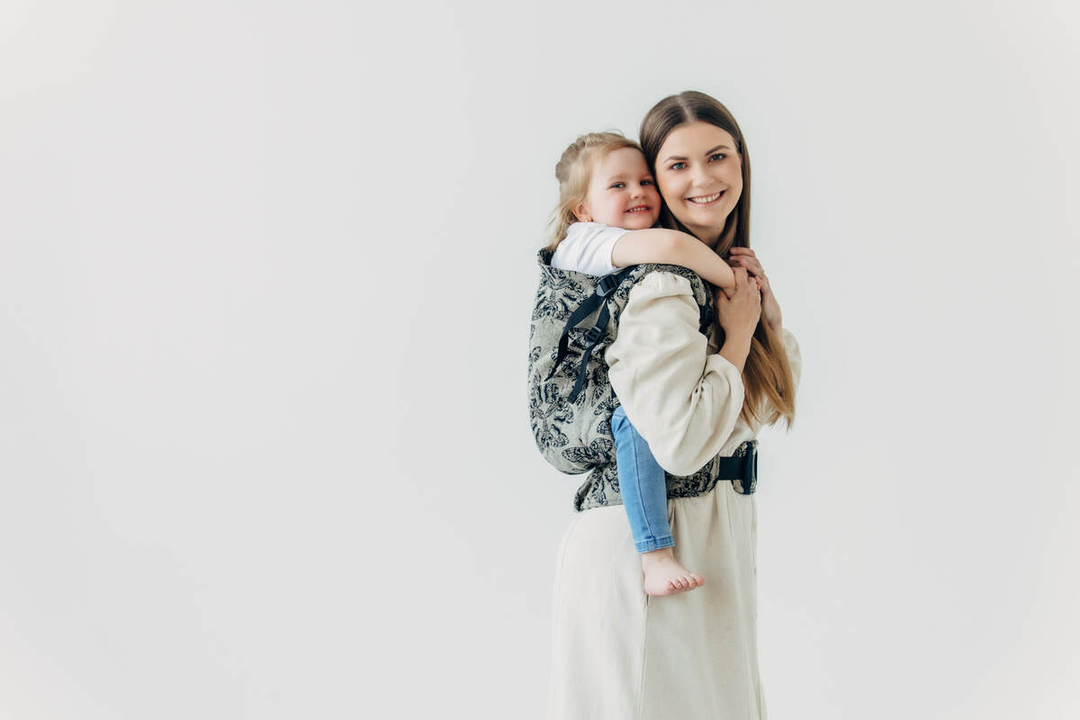 Porte-bébé LennyPreschool, taille preschool, jacquard (65% Coton, 35% Soie) - QUEEN OF THE NIGHT - PAMINA #babywearing