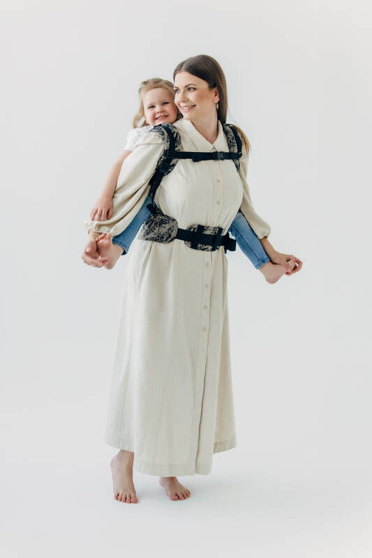 Porte-bébé LennyPreschool, taille preschool, jacquard (65% Coton, 35% Soie) - QUEEN OF THE NIGHT - PAMINA #babywearing