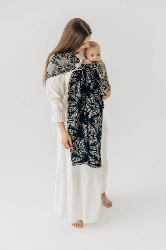 Ring Sling, Jacquard Weave, with gathered shoulder (65% cotton 35% silk) - QUEEN OF THE NIGHT - PAMINA - standard 1.8m #babywearing
