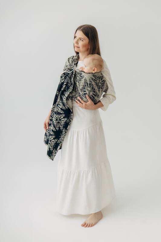 Ring Sling, Jacquard Weave, with gathered shoulder (65% cotton 35% silk) - QUEEN OF THE NIGHT - PAMINA - standard 1.8m #babywearing