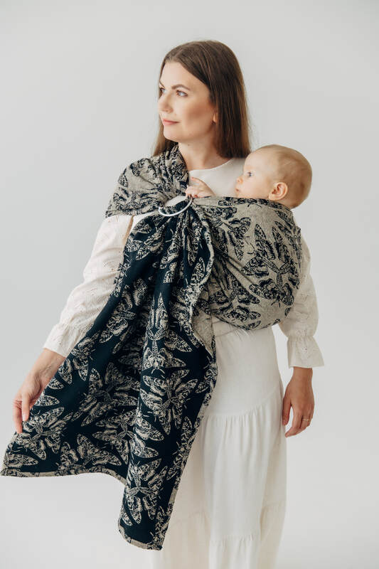 Ring Sling, Jacquard Weave, with gathered shoulder (65% cotton 35% silk) - QUEEN OF THE NIGHT - PAMINA - standard 1.8m #babywearing