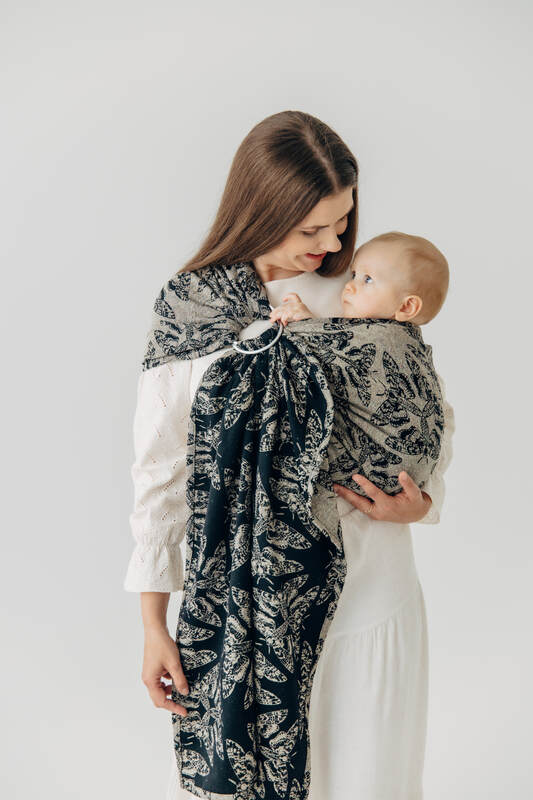 Ring Sling, Jacquard Weave, with gathered shoulder (65% cotton 35% silk) - QUEEN OF THE NIGHT - PAMINA - standard 1.8m #babywearing