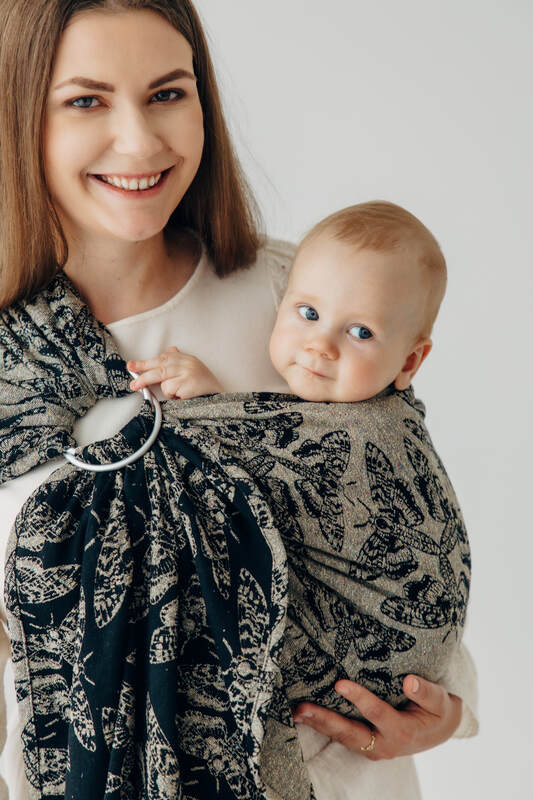 Ring Sling, Jacquard Weave, with gathered shoulder (65% cotton 35% silk) - QUEEN OF THE NIGHT - PAMINA - standard 1.8m #babywearing