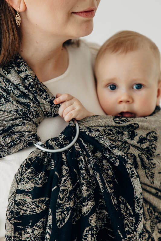 Ring Sling, Jacquard Weave, with gathered shoulder (65% cotton 35% silk) - QUEEN OF THE NIGHT - PAMINA - standard 1.8m #babywearing