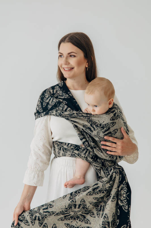 Baby Wrap, Jacquard Weave (65% cotton 35% silk) - QUEEN OF THE NIGHT - PAMINA - size S #babywearing