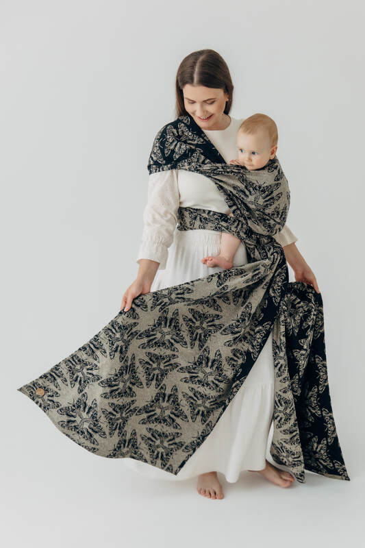 Baby Wrap, Jacquard Weave (65% cotton 35% silk) - QUEEN OF THE NIGHT - PAMINA - size S #babywearing