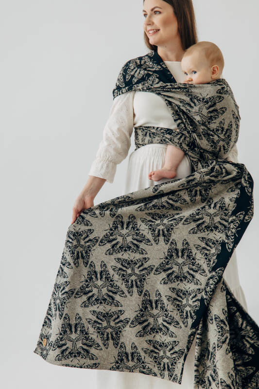 Baby Wrap, Jacquard Weave (65% cotton 35% silk) - QUEEN OF THE NIGHT - PAMINA - size S #babywearing