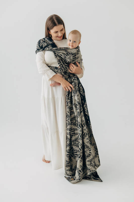Baby Wrap, Jacquard Weave (65% cotton 35% silk) - QUEEN OF THE NIGHT - PAMINA - size S #babywearing