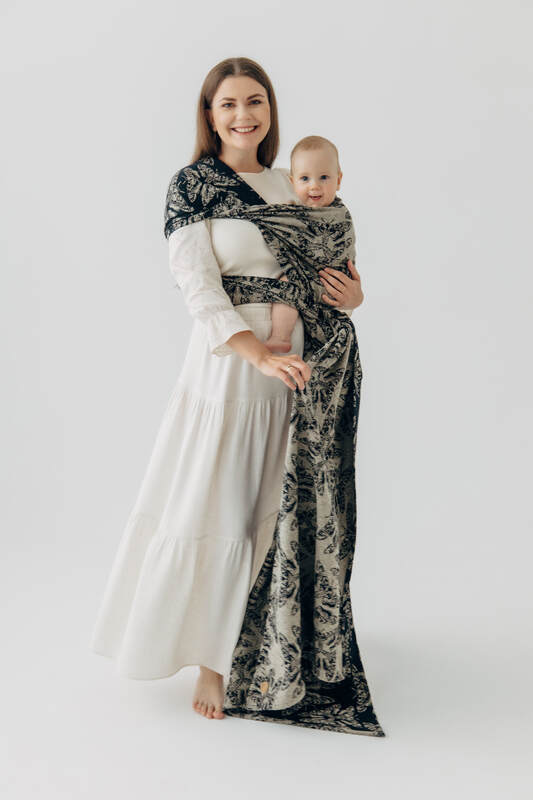 Baby Wrap, Jacquard Weave (65% cotton 35% silk) - QUEEN OF THE NIGHT - PAMINA - size S #babywearing