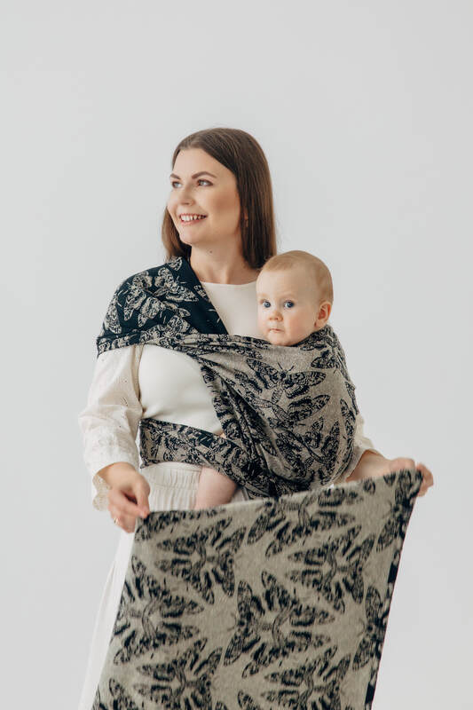 Baby Wrap, Jacquard Weave (65% cotton 35% silk) - QUEEN OF THE NIGHT - PAMINA - size S #babywearing