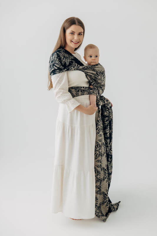 Baby Wrap, Jacquard Weave (65% cotton 35% silk) - QUEEN OF THE NIGHT - PAMINA - size S #babywearing