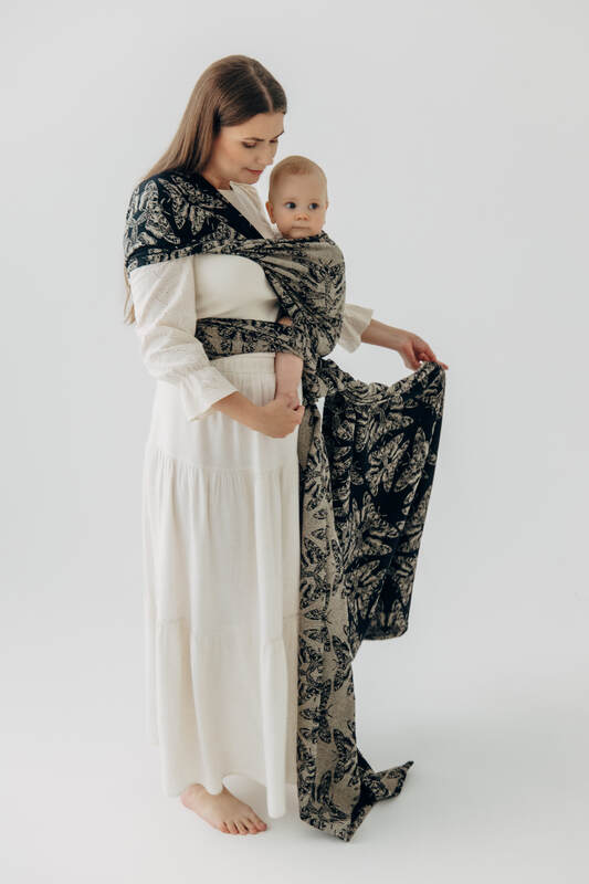 Baby Wrap, Jacquard Weave (65% cotton 35% silk) - QUEEN OF THE NIGHT - PAMINA - size S #babywearing