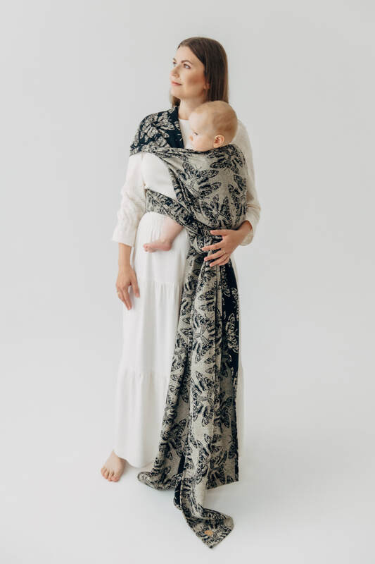 Baby Wrap, Jacquard Weave (65% cotton 35% silk) - QUEEN OF THE NIGHT - PAMINA - size S #babywearing