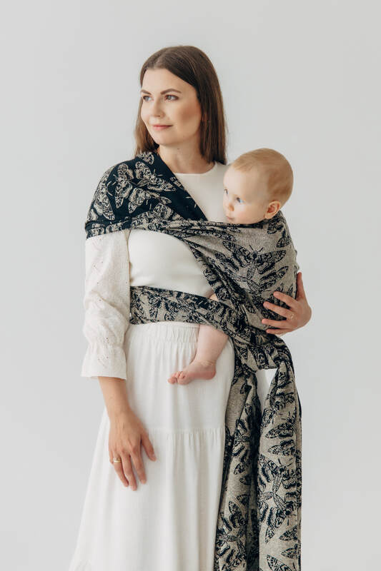 Baby Wrap, Jacquard Weave (65% cotton 35% silk) - QUEEN OF THE NIGHT - PAMINA - size S #babywearing