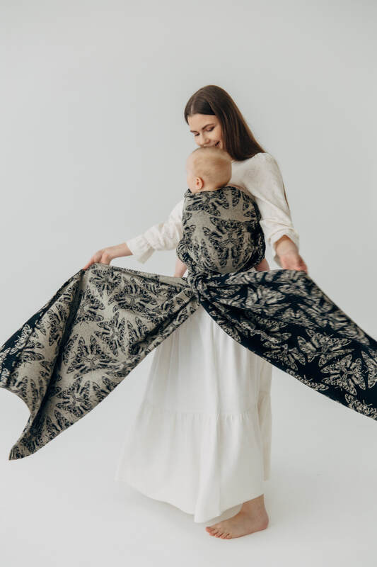 Baby Wrap, Jacquard Weave (65% cotton 35% silk) - QUEEN OF THE NIGHT - PAMINA - size S #babywearing