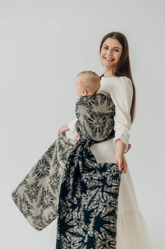 Baby Wrap, Jacquard Weave (65% cotton 35% silk) - QUEEN OF THE NIGHT - PAMINA - size S #babywearing