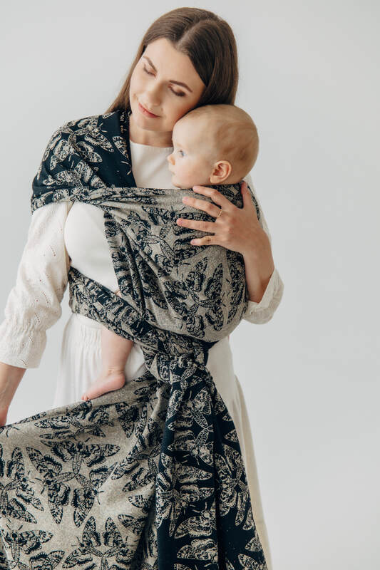 Baby Wrap, Jacquard Weave (65% cotton 35% silk) - QUEEN OF THE NIGHT - PAMINA - size S #babywearing