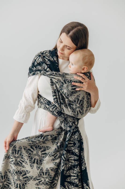 Baby Wrap, Jacquard Weave (65% cotton 35% silk) - QUEEN OF THE NIGHT - PAMINA - size S #babywearing