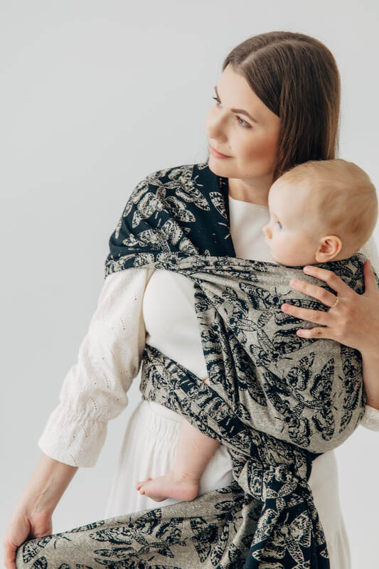 Baby Wrap, Jacquard Weave (65% cotton 35% silk) - QUEEN OF THE NIGHT - PAMINA - size S #babywearing