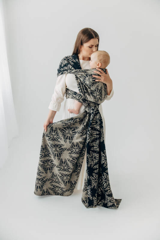Baby Wrap, Jacquard Weave (65% cotton 35% silk) - QUEEN OF THE NIGHT - PAMINA - size XL #babywearing