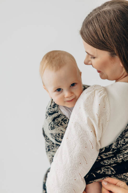 Baby Wrap, Jacquard Weave (65% cotton 35% silk) - QUEEN OF THE NIGHT - PAMINA - size S #babywearing