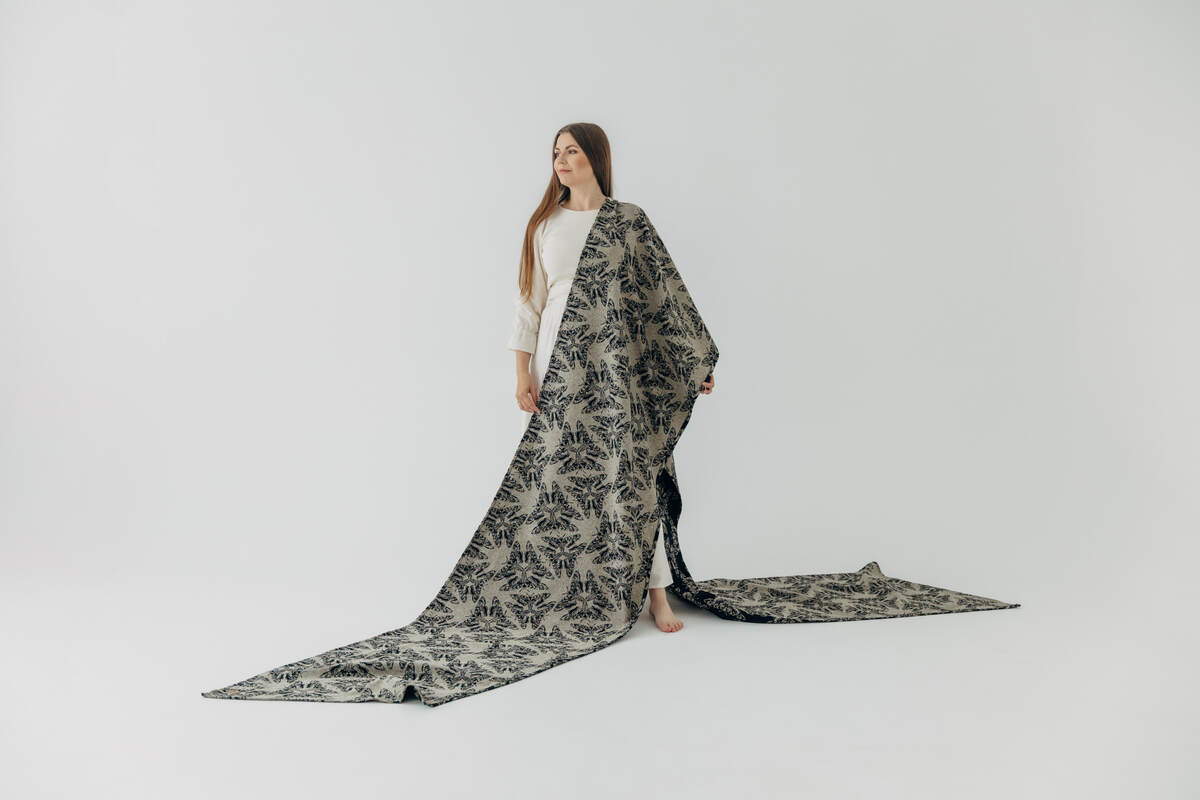 Baby Wrap, Jacquard Weave (65% cotton 35% silk) - QUEEN OF THE NIGHT - PAMINA - size S #babywearing