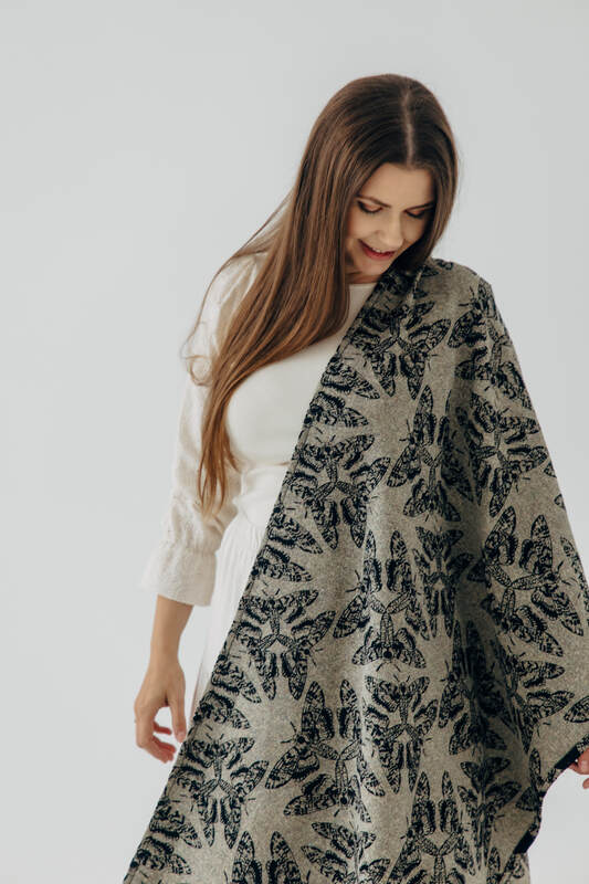 Baby Wrap, Jacquard Weave (65% cotton 35% silk) - QUEEN OF THE NIGHT - PAMINA - size S #babywearing