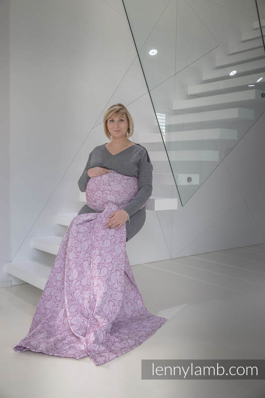 Żakardowa chusta do noszenia dzieci, 100% bawełna - PAISLEY PURPURA z KREMEM - rozmiar S #babywearing