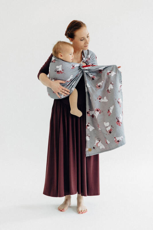 RingSling, Jacquardwebung (100% Baumwolle), mit Raffung an den Ringen - MOOMINMAMMA - ROOTED - standard 1.8m #babywearing