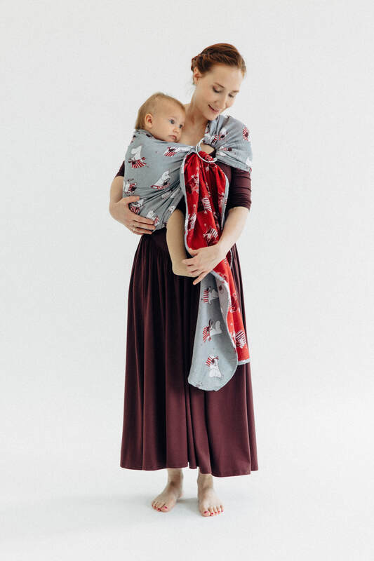 RingSling, Jacquardwebung (100% Baumwolle), mit Raffung an den Ringen - MOOMINMAMMA - ROOTED - standard 1.8m #babywearing
