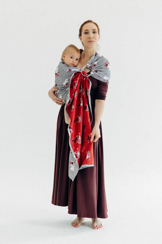 RingSling, Jacquardwebung (100% Baumwolle), mit Raffung an den Ringen - MOOMINMAMMA - ROOTED - standard 1.8m #babywearing
