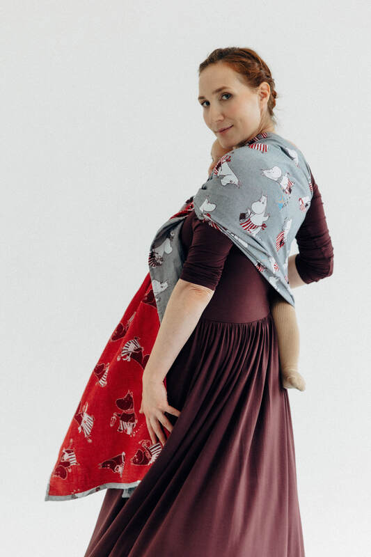 RingSling, Jacquardwebung (100% Baumwolle), mit Raffung an den Ringen - MOOMINMAMMA - ROOTED - standard 1.8m #babywearing